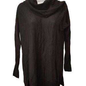 Tahari Womens Cowl Neck Sweater 100% Merino Wool Black Long Sleeve
